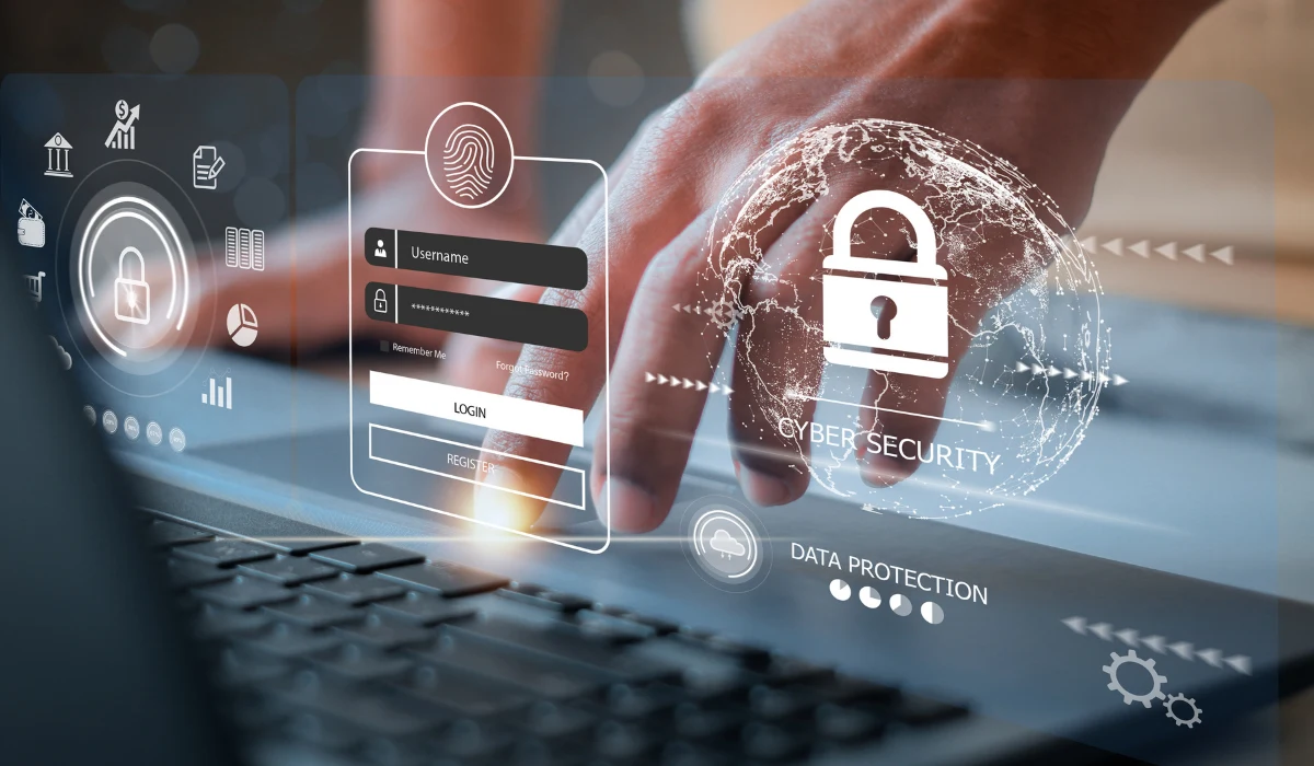 Cybersecurity concept with secure website data and digital protection